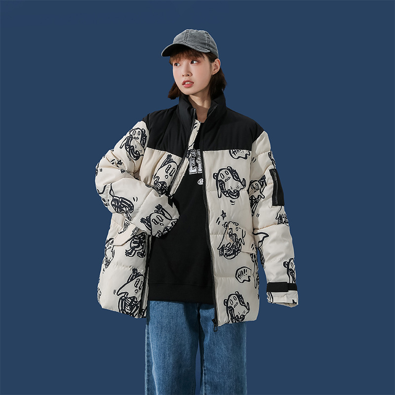 2021 abrigo de algodón acolchado pareja estilo coreano abrigo de pan grueso abrigo casual de moda fantasma abrigo grueso de algodón acolchado