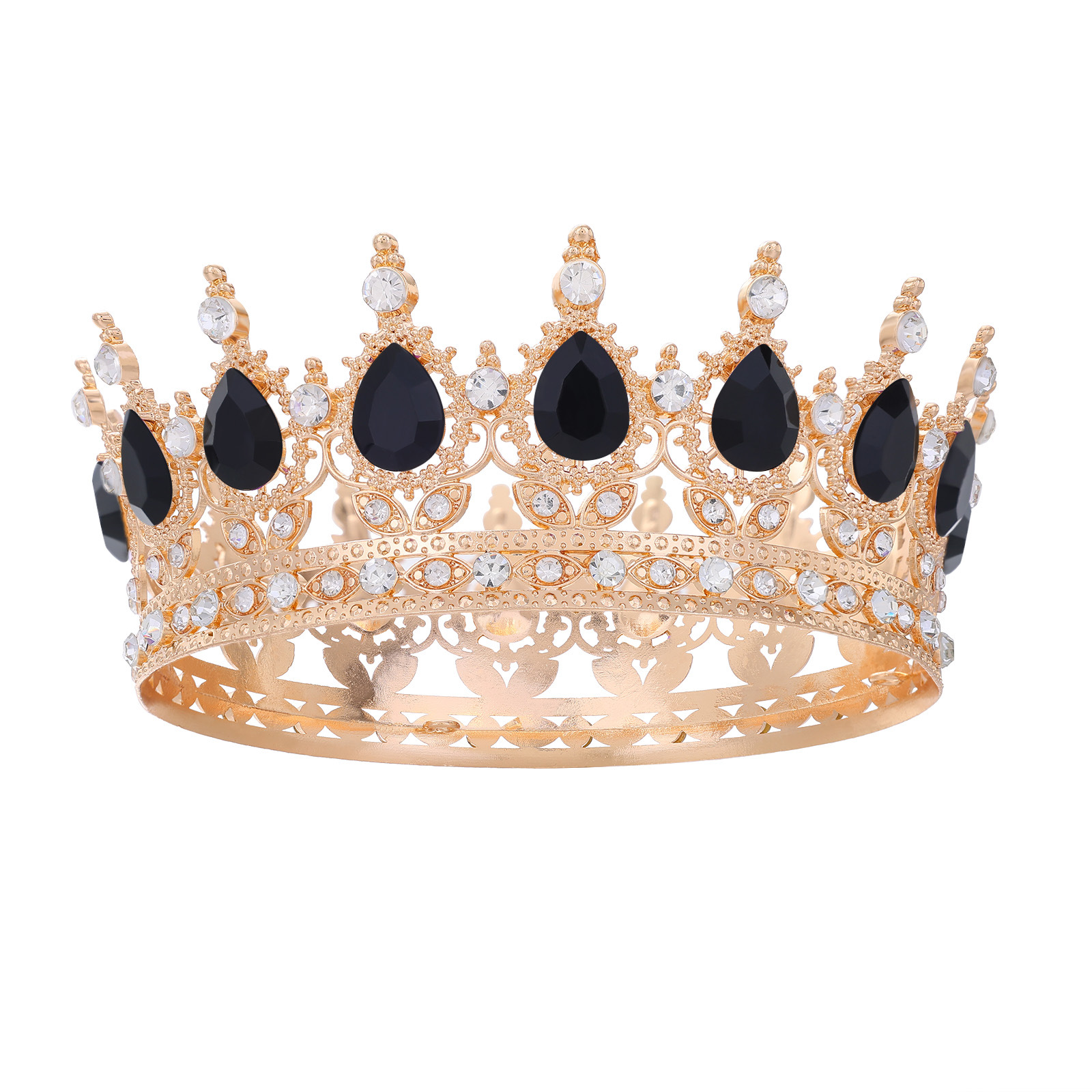 Barroco transfronterizo corona redonda cabeza de novia europea regalo de cumpleaños barroco corona redonda joyas para el pelo