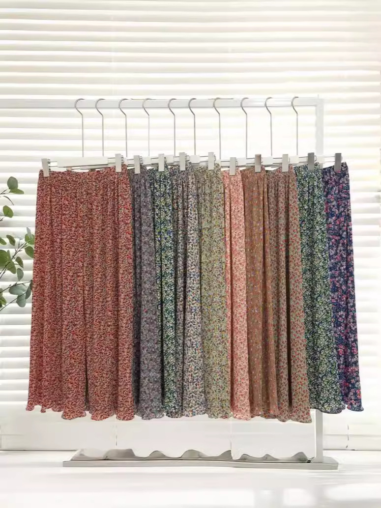 Korean-style Printed Floral Casual Wide-leg Pants Women's 2024 Spring and Summer Loose Slimming High Waist Dosing Ice Silk Straight Pants