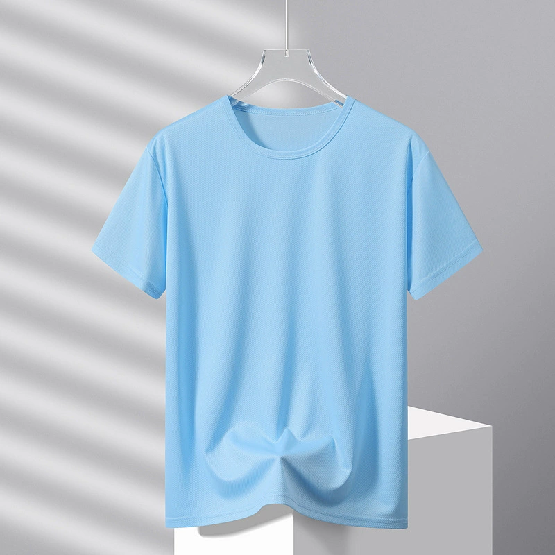 Summer T-shirt with a round collar for work, quick dry silk shirt