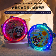 New children's musical instrument hand bell drum toy with light shaker cartoon hand drum for infants and toddlers percussion instrument