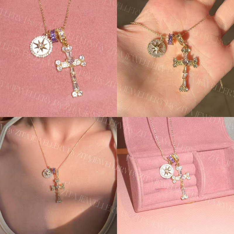 Fearless Heart Hot Girl Star Cross Necklace Sweet and Cool Eight-Pointed Star Exquisite Clavicle Chain Necklace for Women