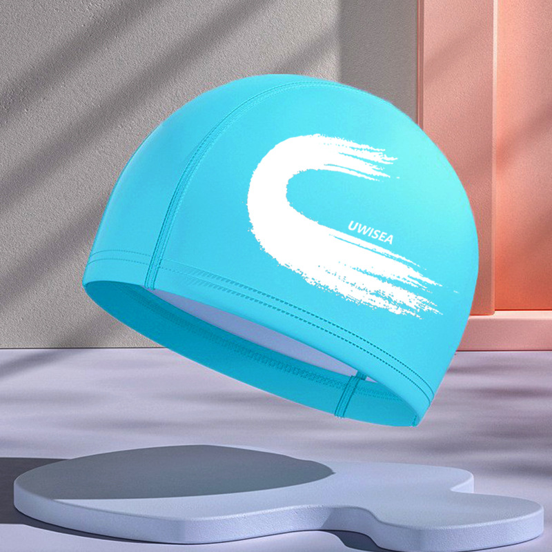 Gorros de natación de PU para hombres y mujeres adultos, personalizables con logotipo, alta elasticidad, cómodos para cabello largo, no aprietan la cabeza, adecuados para estudiantes y niños mayores, gorros de natación impermeables.