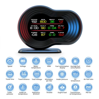 Cross-border best-selling car HUD head-up Vehicle HUD - f9-multi-language-obd-lcd-hud-obd-head-up-display