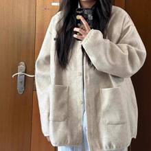 美式复古针织夹克卫衣外套女春秋季新款棒球服薄款外搭开衫感