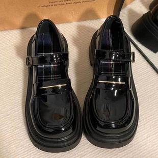 French Buckle Mary Jane Small Leather Shoes Women's 2025 Spring New Japanese JK College Style Single-layer Shoes Platform Loafers