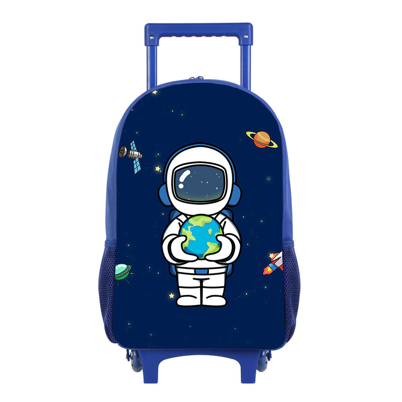 Cross-border Pilot Printed Trolley Bag Distinctive Creative DIY Student Trolley Bag Blue Backpack Small Batch