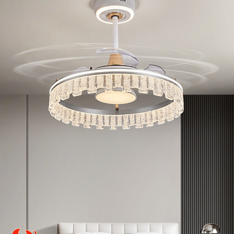 Lámpara de ventilador de sala de estar 2025 nuevo candelabro de ventilador invisible integrado de comedor