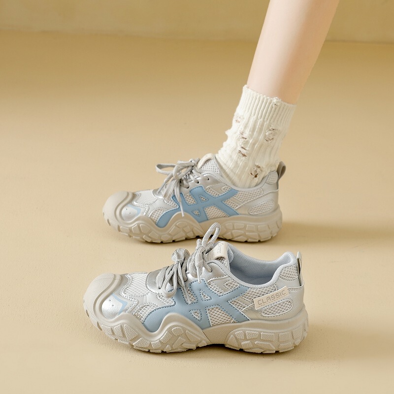 Mesh Ugly-Cute Dad Sneakers for Women 2026 Spring New Thick-Soled Hollow-Out Women's Shoes Thin Breathable Casual Sports Shoes Trendy