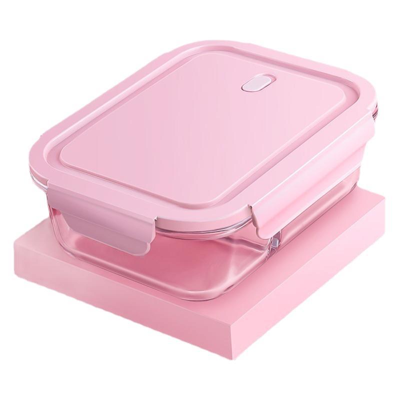 Caja de almacenamiento de vidrio de alto silicio de borosilicato, caja de almuerzo transparente rectangular, caja de almuerzo refrigerada, caja de regalo de microondas