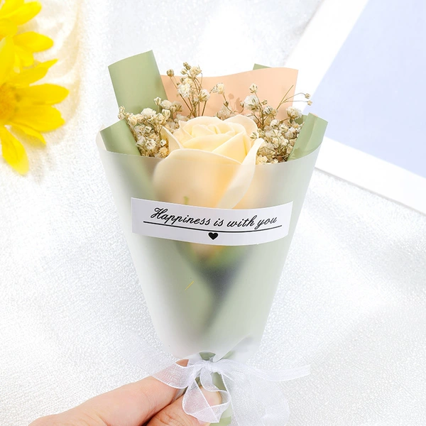 Champagne Rose Blossom+Bai Man+Matcha Champagne double -sided paper+fog transparent paper