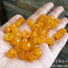 天然白玉髓立体桂花配饰半成品 黄玛瑙雕刻多色花朵DIY饰品小滴溜