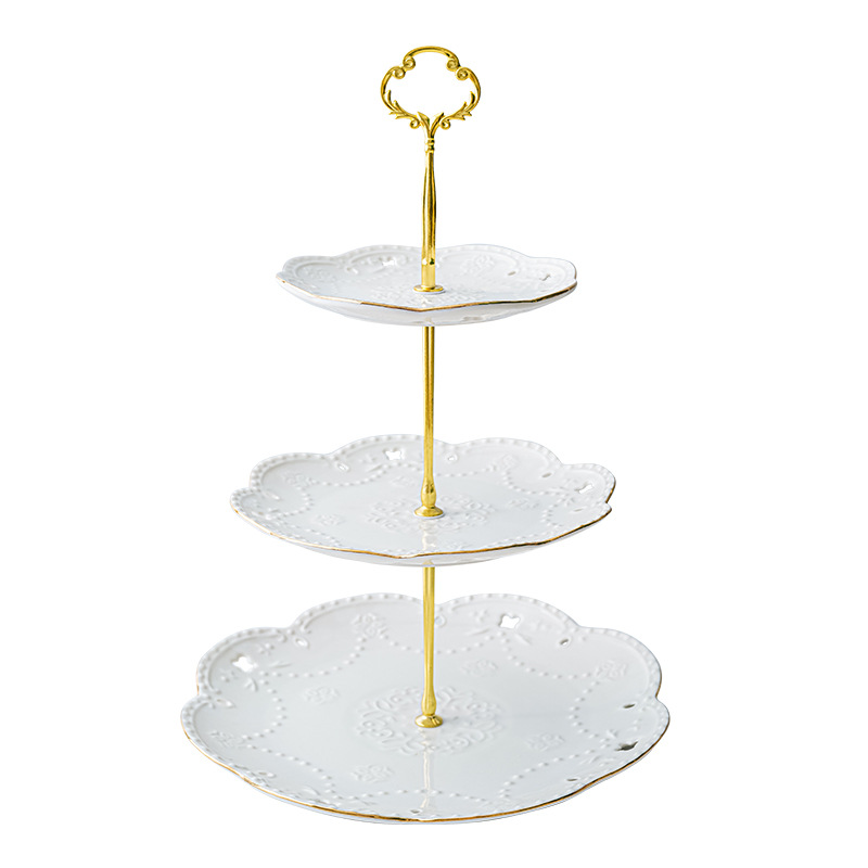 Luz de lujo cerámica de doble capa plato de aperitivos hogar sala de estar mesa de café pastel mesa de postre merienda creativa fruta seca plato de decoración de frutas