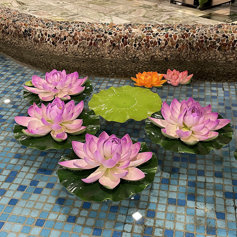 模擬蓮の装飾、造花、蓮の葉、水槽、池の造園、浮遊プラスチック装飾品、スイレン、仏具|undefined