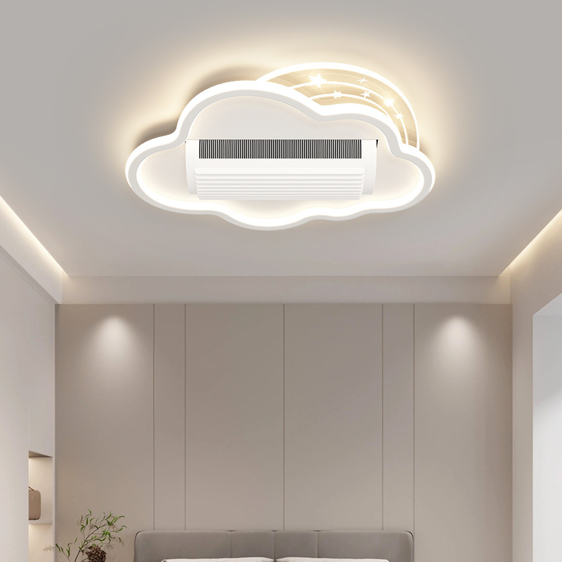 Voz fuera de línea de espectro completo gran viento ventilador sin hoja lámpara de techo moderna simple sala de estar dormitorio paquete de lámparas