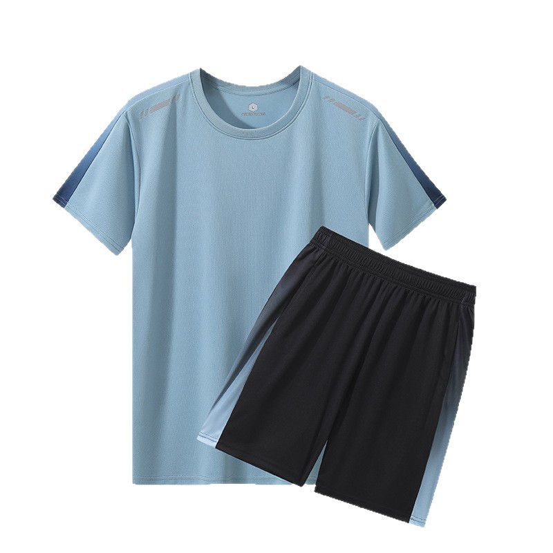 Traje deportivo de verano para hombres running fitness suelta ropa seca rápida camiseta de dos piezas manga corta pantalones cortos ropa de entrenamiento de fútbol