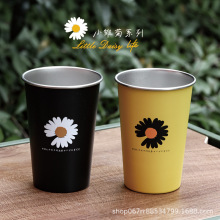 单层口杯304不锈钢小雏菊潮流咖啡杯ins风露营水杯LOGO印制小杯子