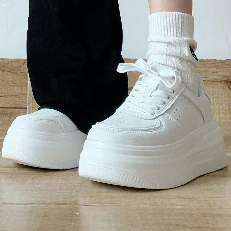 Zhao Lusi's Same Style~4Cm High-End Air Force White Sneakers for Women, 2024 New Thick-Soled Versatile Campus Sports Sneakers Zhao Lusi's Same Style~4Cm High-End Air Force White Sneakers for Women, 2024 New Thick-Soled Versatile Campus Sports Sneakers