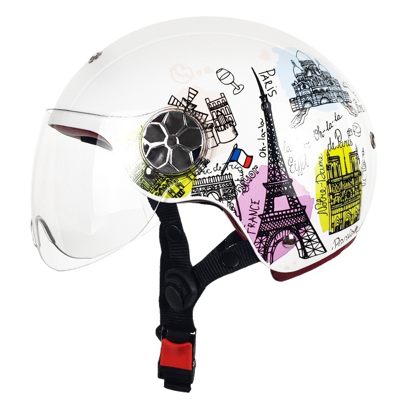 3C certificado coche eléctrico casco femenino lindo verano pedal batería coche casco Four Seasons universal motocicleta medio casco