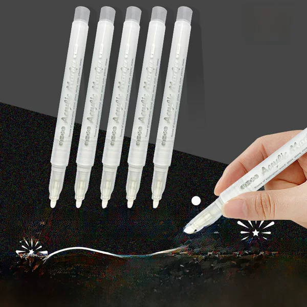 White Acrylic Marker Pen Opaque Color Painting Highlight Pen Student Christmas Creative Painting Marker Pen