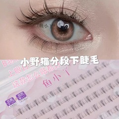 5排小野貓三片分段式下睫毛漫畫感自然透明梗假睫毛大容量新手