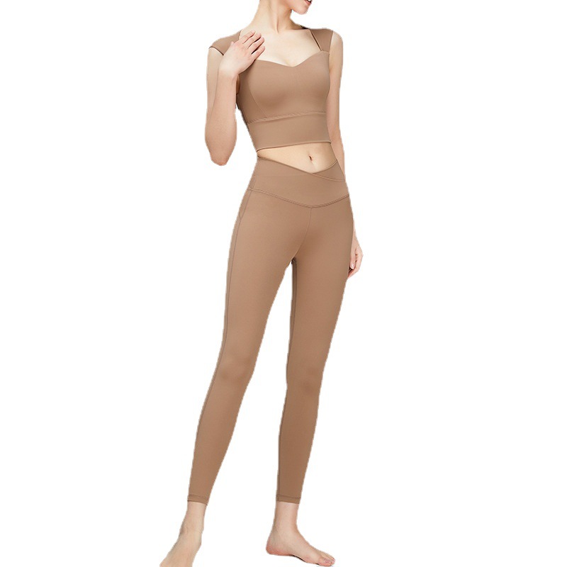 Cruz-frontera europea y americana ropa de yoga traje de mujer a prueba de golpes ropa interior de cintura alta Peach Hip apretado fitness deportes yoga Pantalones