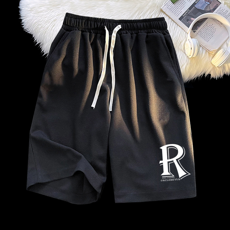 Venta directa de fábrica waffle shorts hombres de verano de moda de alta calle hip hop deportes pantalones americanos retro pantalones cortos sueltos