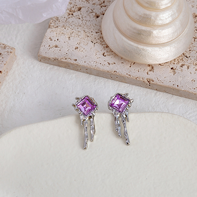 1 Pair Quantity Daily Occasion Alloy Material 1 Pair Lady Heart Shape Plating Inlay Alloy Artificial Gemstones Drop Earrings