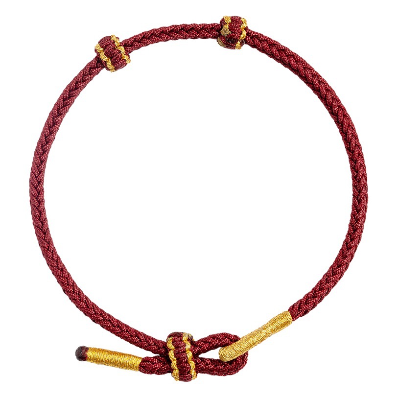 Hand-Woven Red Rope Bracelet Semi-finished 3.0 Beaded Gold Accessories DIY Couple Hand Rope for Men and Women