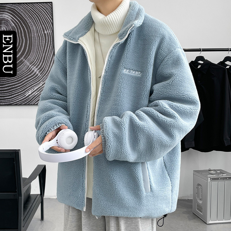Chaqueta Acolchada de Lana de Oveja para Hombre con Cuello Alto Engrosada Térmica para Invierno image 3