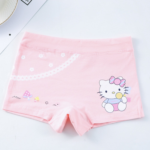 Wholesale new KT cat children's pure cotton underwear girls printed little girl cartoon boxer children's underwear five pack