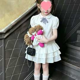 壹妈童装女童连衣裙2026夏季新款小女孩好看学院风娃娃领公主裙