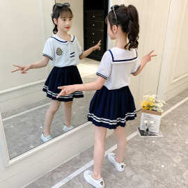 女童夏装2025儿童装JK套装裙中大童学院风小女孩童装连衣裙两件套