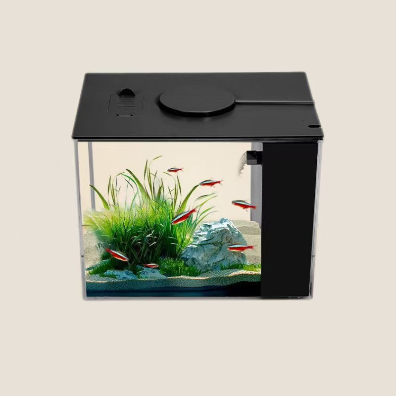 Pecera de escritorio, sala de estar, oficina, paisajismo ecológico, pecera pequeña, todo en uno, con bomba, filtro lateral, plástico para pecera