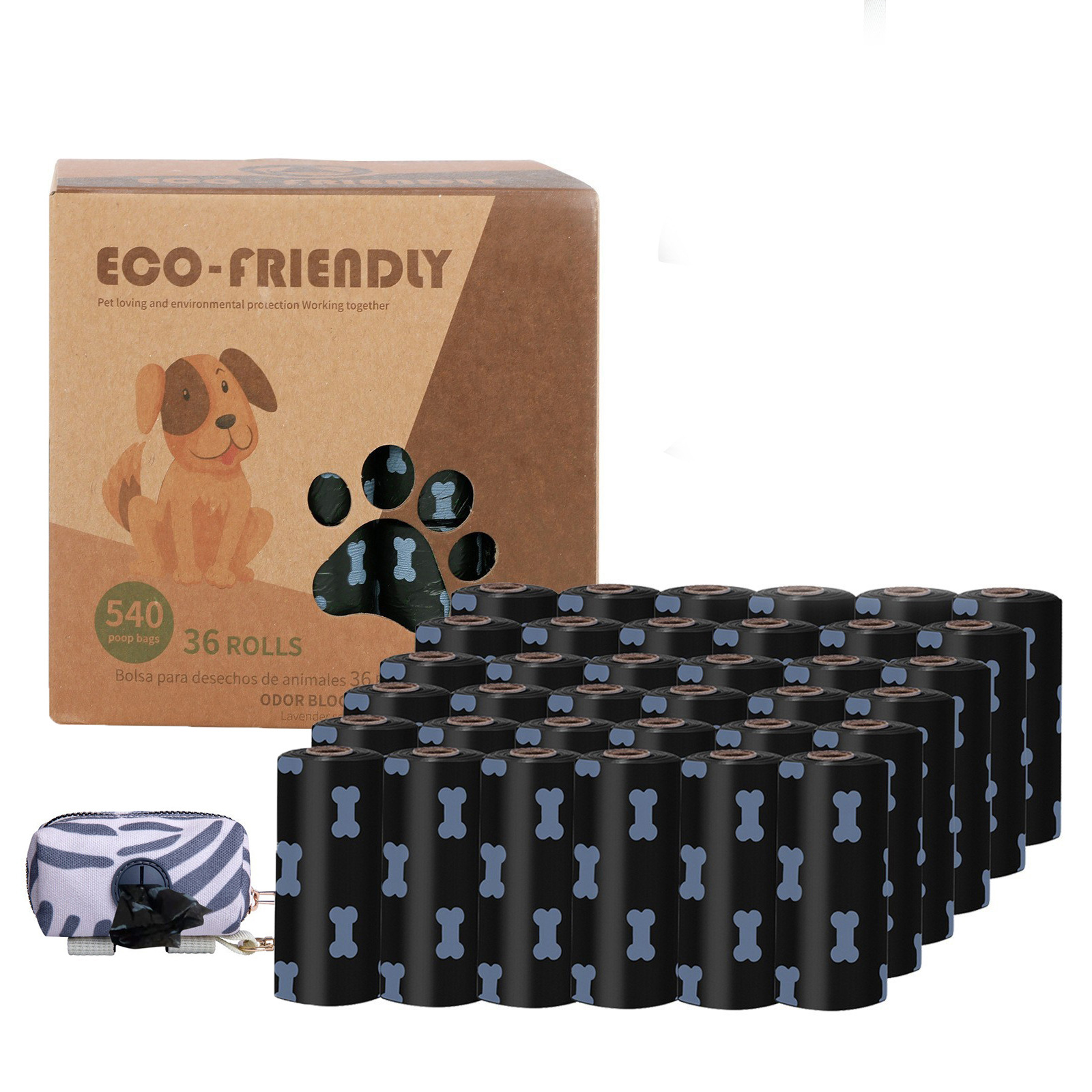 Transfronterizo en stock al por mayor 1,5 Bolsa de basura para mascotas de seda en caja bolsa de caca EPI bolsa de caca degradable bolsa de caca