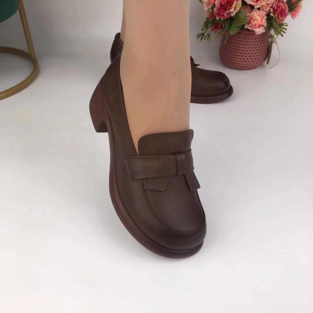 Footwear, leather shoes for mother, genuine leather, trend of season