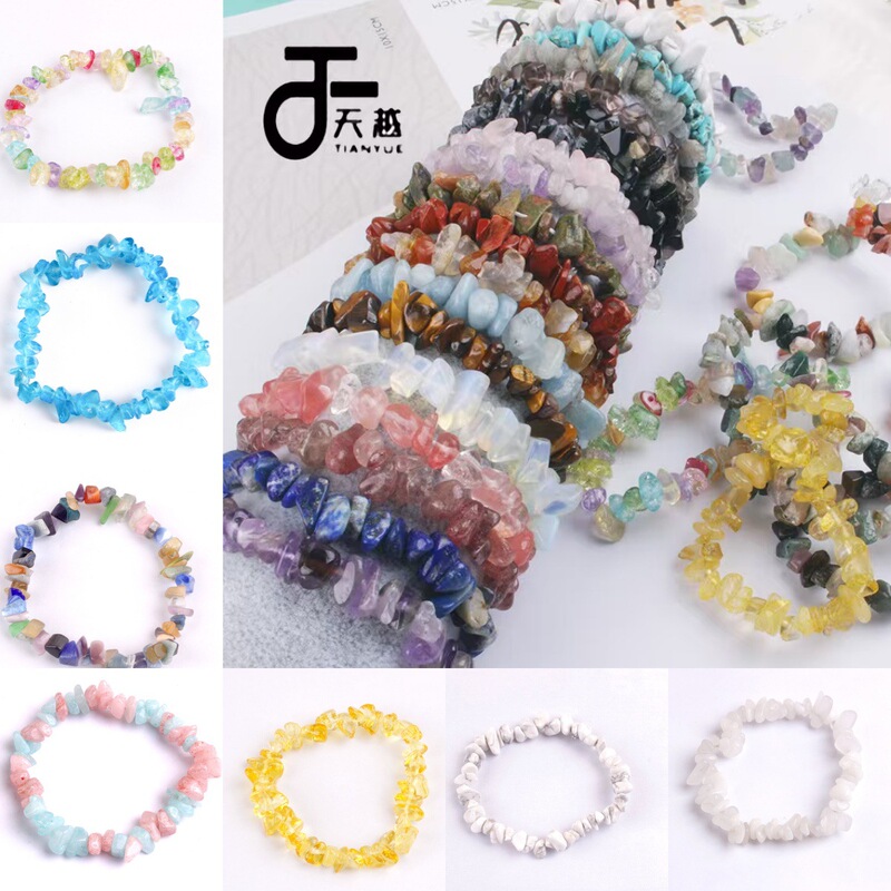 Aquamarine Natural Stone Gravel Bracelet Cross-Border Popular Fashion Pink Crystal Citrine Handmade Bracelet Wholesale Aquamarine Natural Stone Gravel Bracelet Cross-Border Popular Fashion Pink Crystal Citrine Handmade Bracelet Wholesale