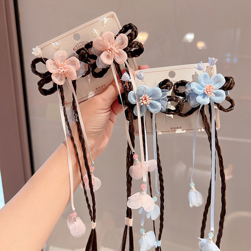 Children's flower headdress, antique bow hairpin, girl's tassel hairpin, little girl's Hanfu hair accessories, baby accessories