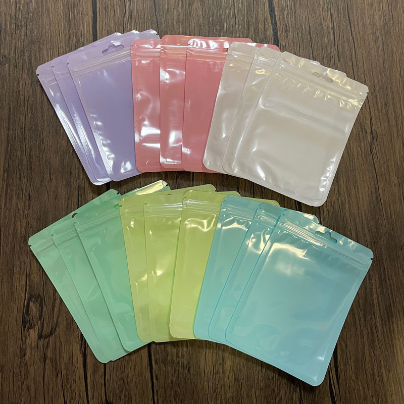 马卡龙色包装袋透明自封袋发夹饰品化妆品收纳袋吧唧封口袋密封袋