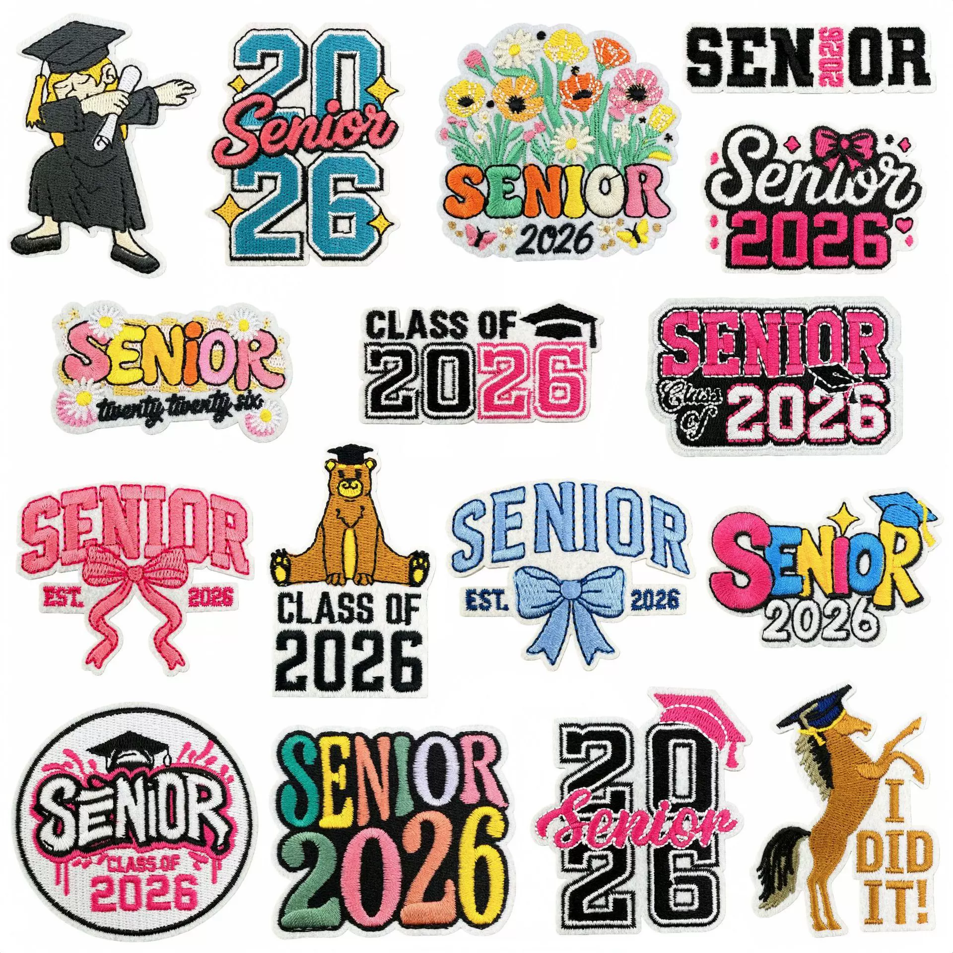 创意彩绘毕业生刺绣布贴2026图案装饰补丁绣花章仔服装辅料热熔胶