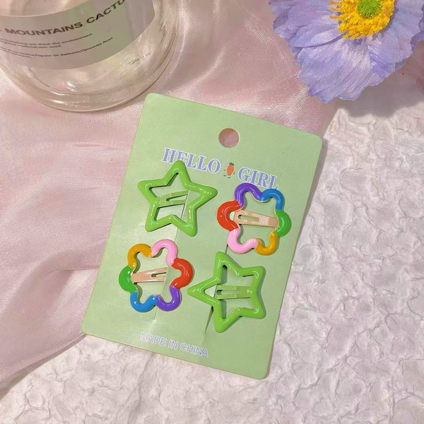 Green set, wide color palette, flowered, 4 pieces