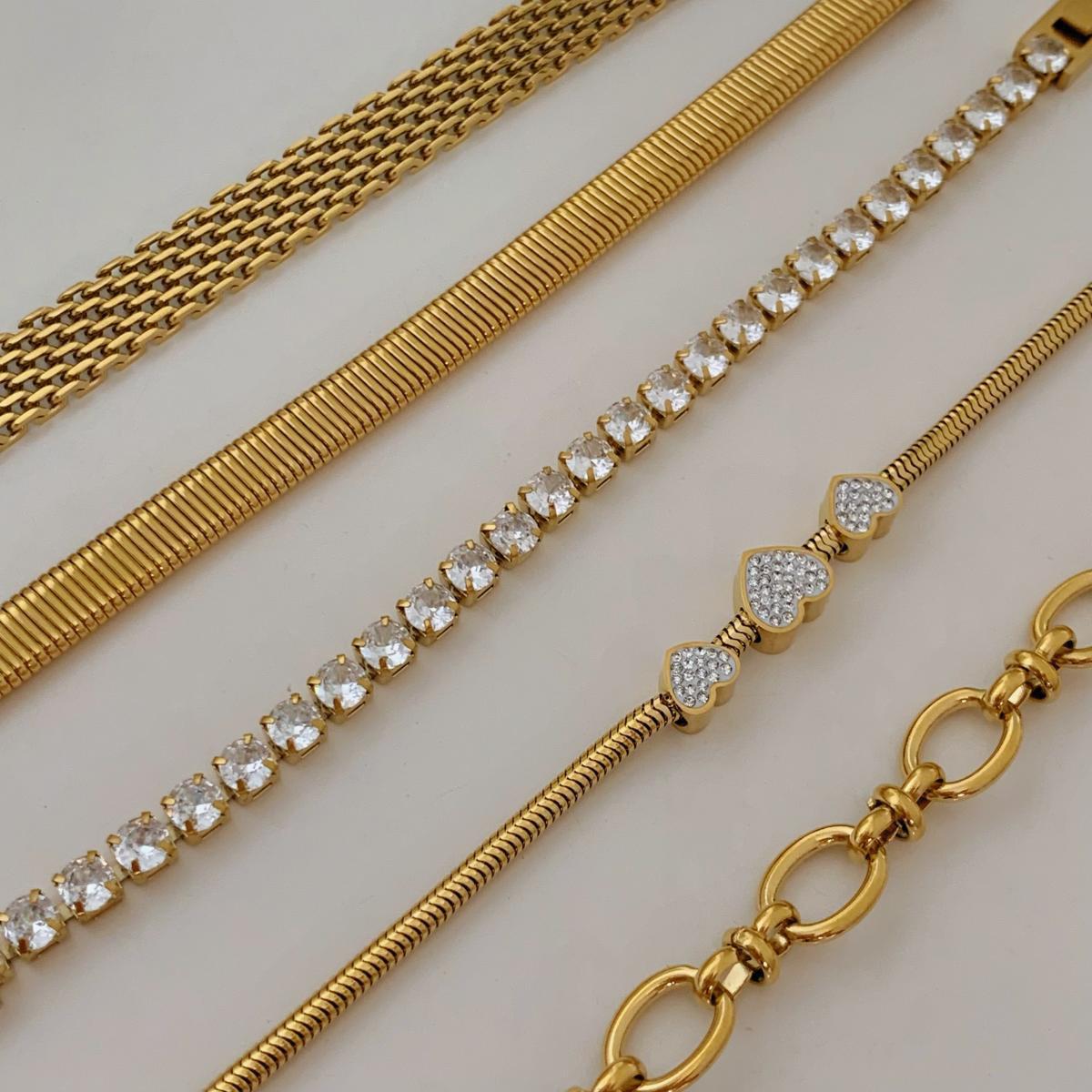 304 Stainless Steel Material Vintage Style Classic Style Geometric 304 Stainless Steel Snake Chain Bracelets In Bulk