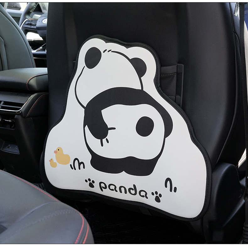 Blue Rain Car Seat Back Anti-Kick Pad Leather Cartoon Panda Cartoon Resistant to Dirt and Wear-Resistant Car Rear Seat Anti-Kick Pad