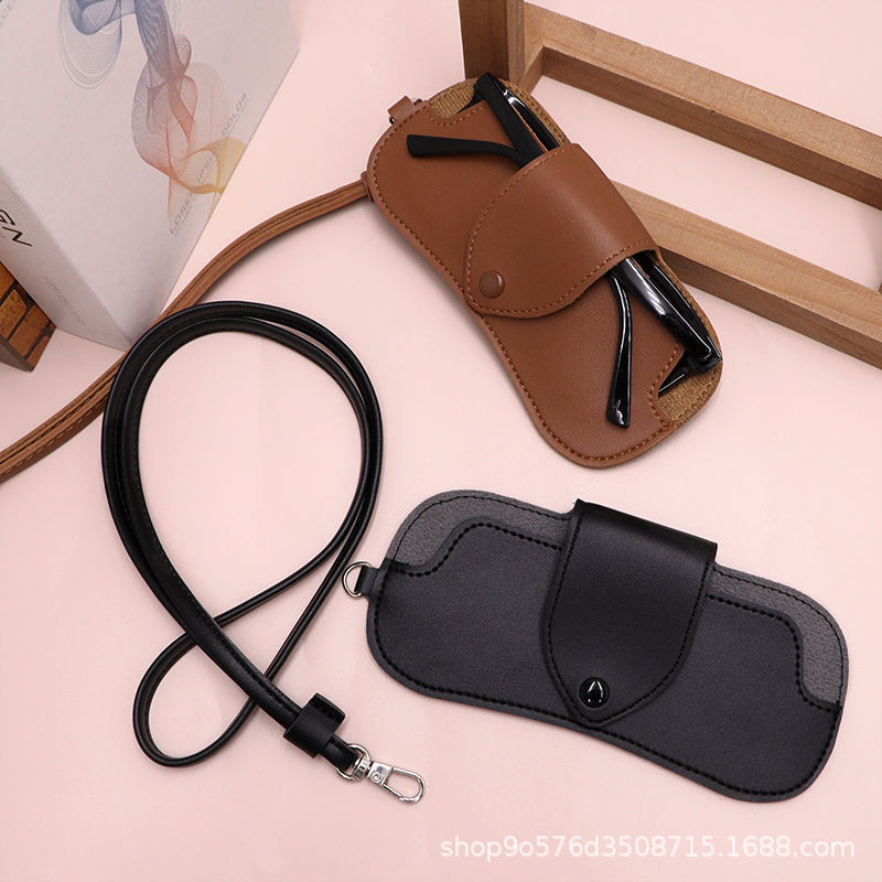Cross-border Outgoing Simple Korean Fashion Portable Glasses Bag with Hanging Neck Glasses Bag Sunglasses Hanging Neck Storage Bag