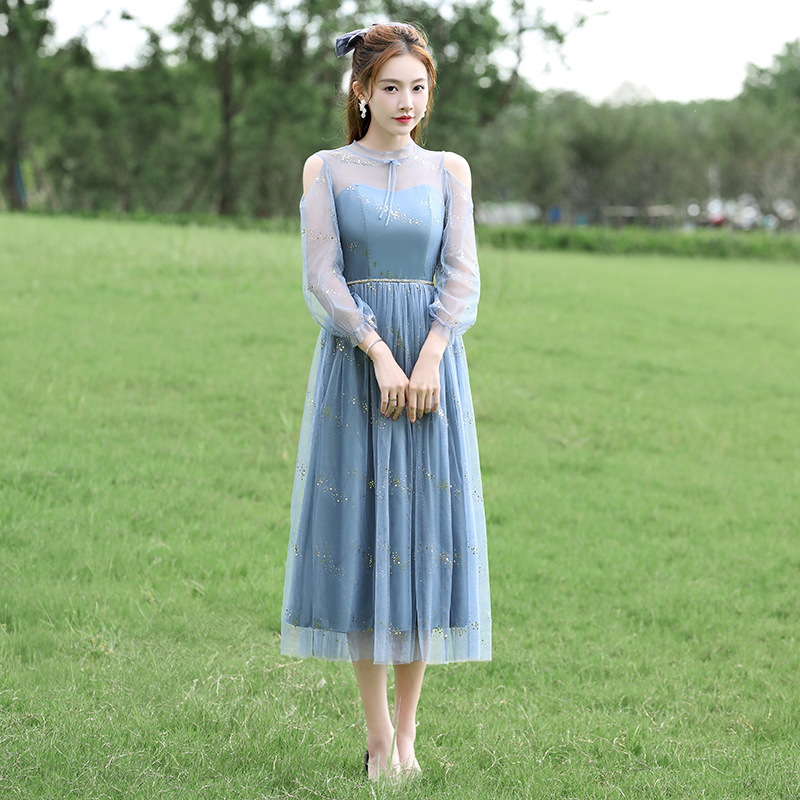 Сине-серый (B, круглый вырез, длинные рукава) 005