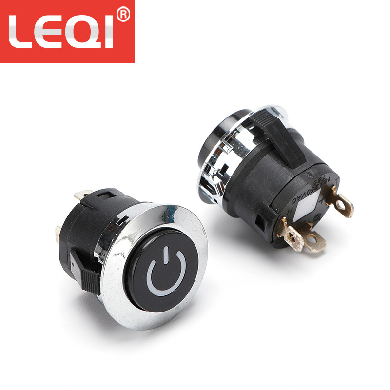 按钮开关 DS-422  带灯无锁开关 黑色10A带灯按键开关22mm