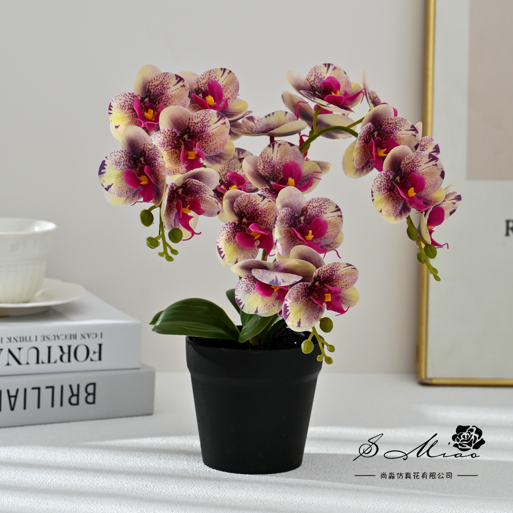 18 flores mariposa orquídea bonsai simulación de maceta creativa flores falsas decoración del hogar fotografía flores artificiales flores de boda image 3