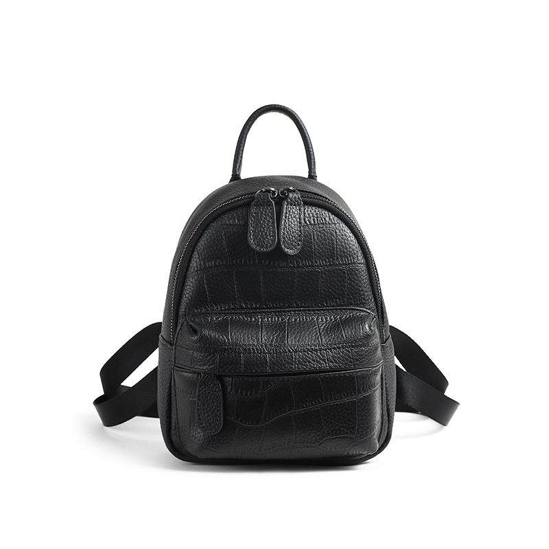 Genuine Leather Backpack Women's Bag 2025 New Versatile Korean Style Trendy Crocodile Pattern First Layer Cowhide Mini Small Backpack for Women