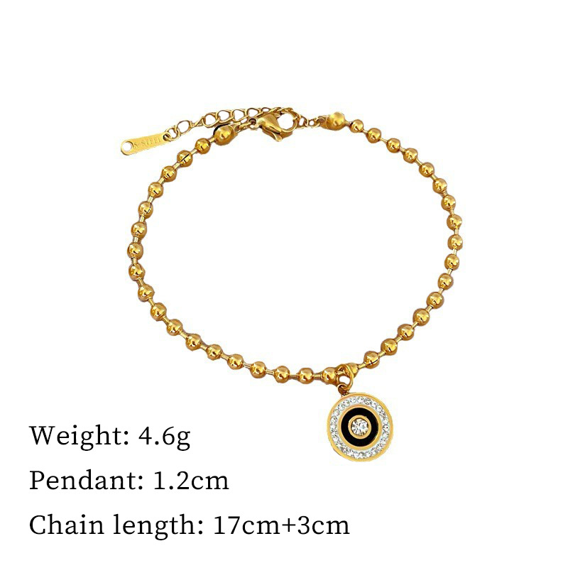 Bracciale a catena con perline in acciaio titanio anello romano donna_voghion.com