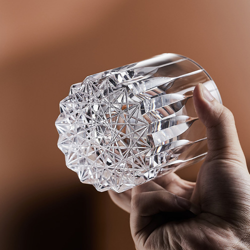 Edo Cut Glass Whiskey Cup K9 Crystal Glass Heavy-Feeling Liquor Cup High-End Hand-Carved Glass Cup